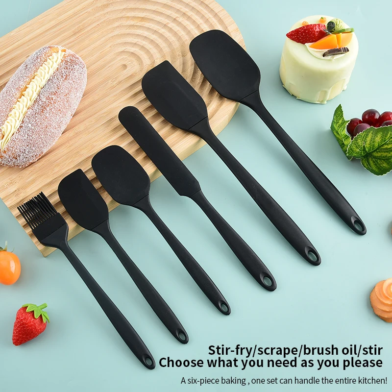Silicone Kitchenware 6-Piece Set, Cream Scraper, Spatula, Oil Brush, Size Scraper Set Baking Tool, Non-Integrated Hand, image 5