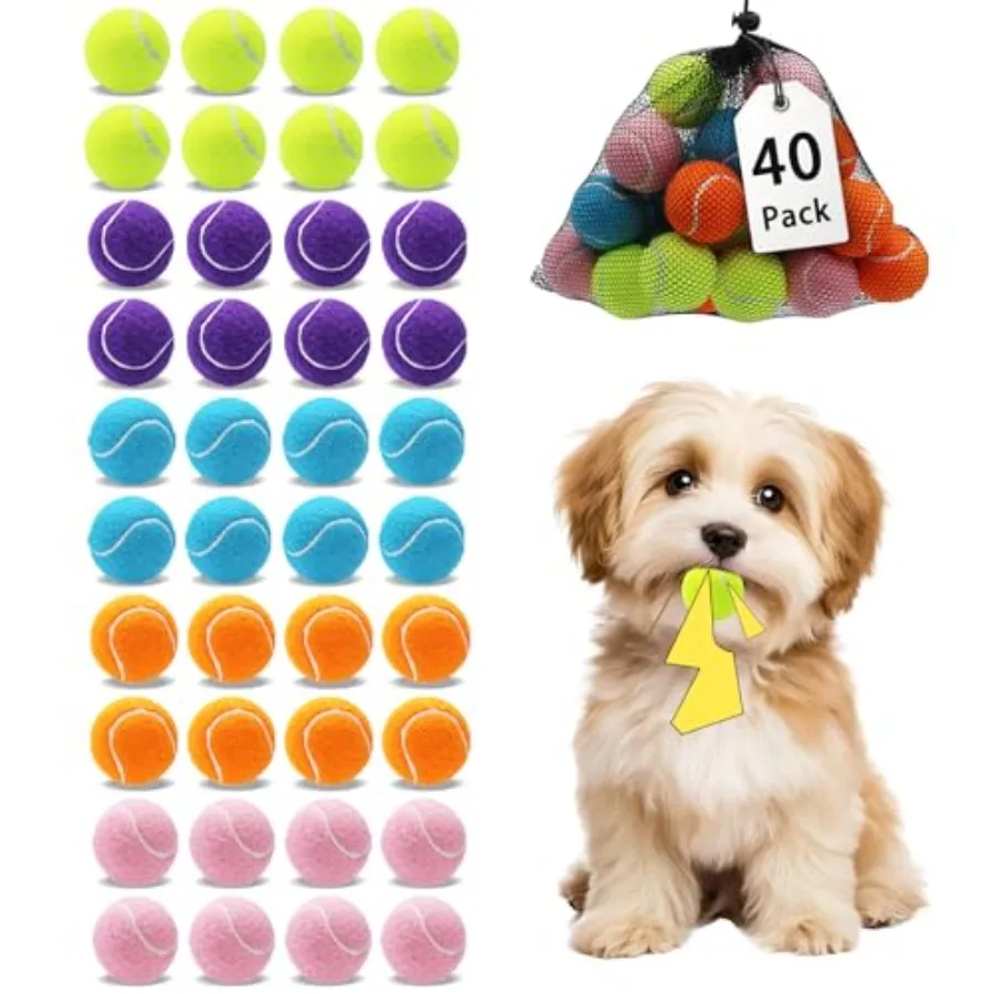 

40 Pack Squeaky Mini Tennis Balls 1.5 inch Tennis Balls for Dogs Colorful Easy Catching Pet Dog Playing Squeaker Ball Multicolo
