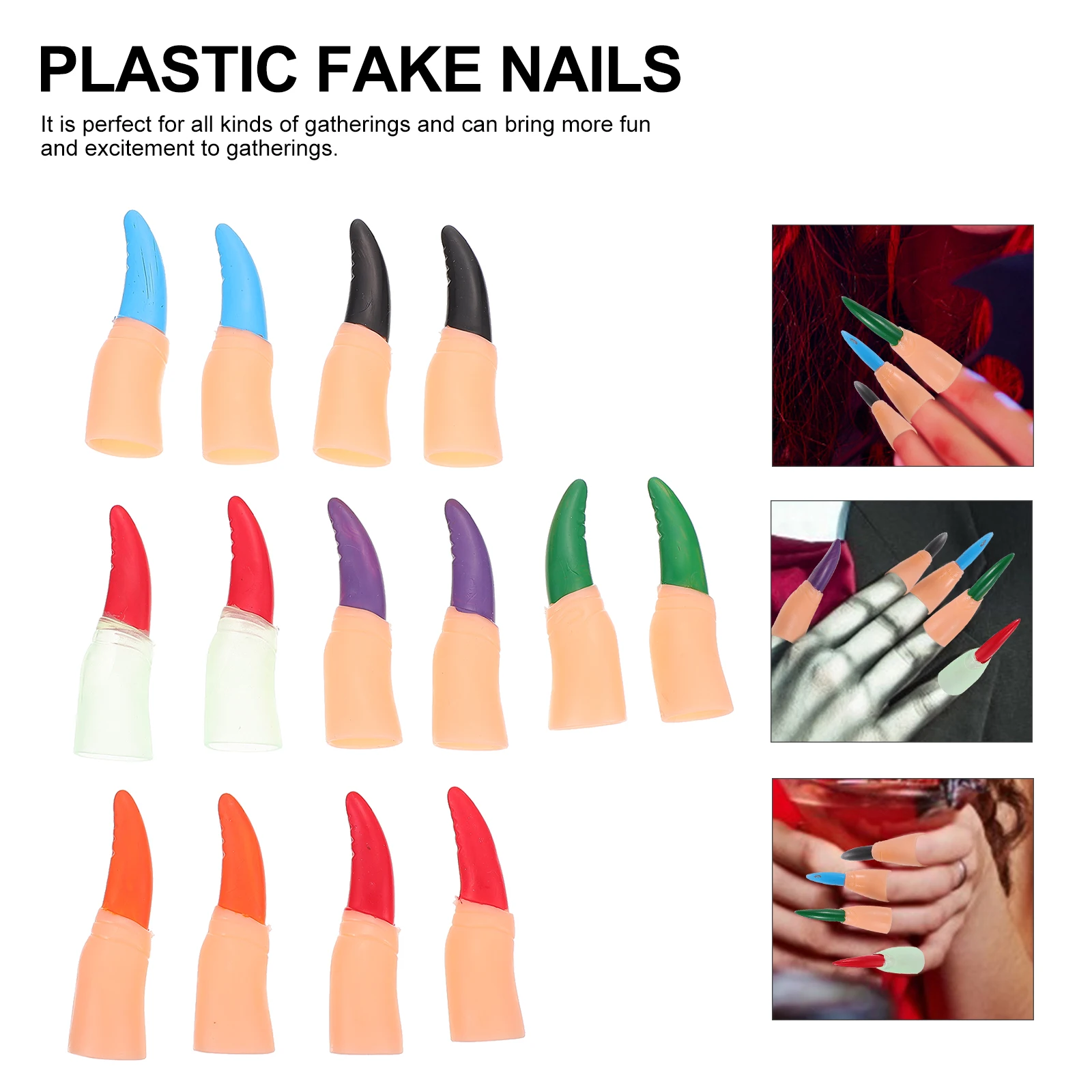 28 pçs plástico unhas falsas capas luminosas adereços de halloween acessórios traje brilho escuro brincadeira brinquedos se encaixa crianças adultos