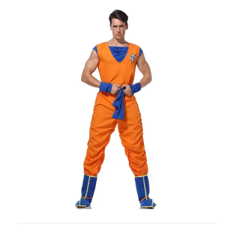 Japanese Anime Adult Orange Suits Son Goku Cosplay Costume Anime Superheroes Jumpsuit Role Play Dress Up