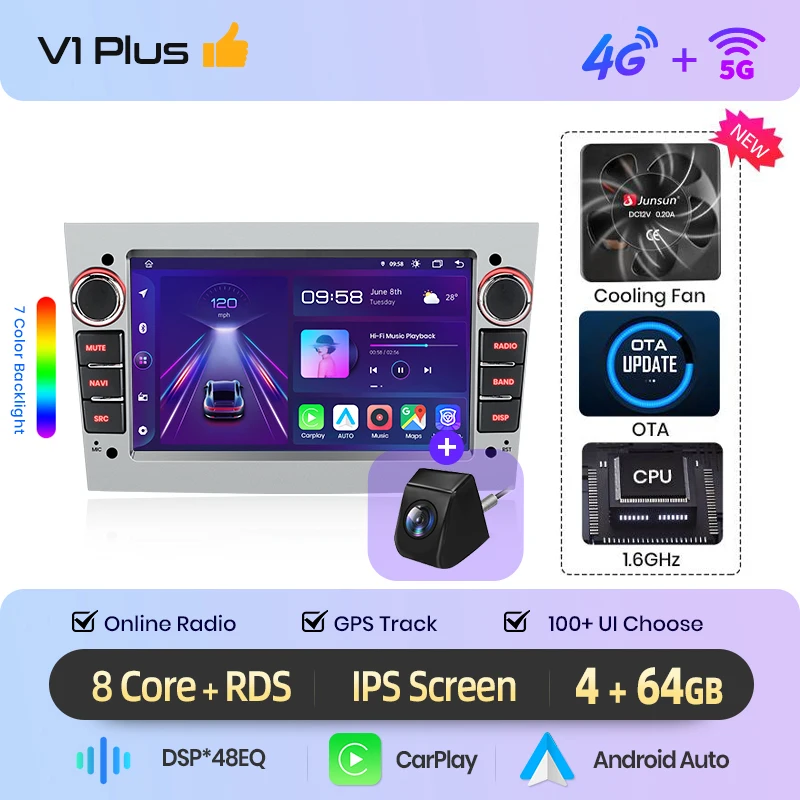 Junsun 7 inch Android autoradio voor Opel Astra H G J Zafira B Corsa C D Antara Vectra Vivaro CarPlay Auto IPS scherm stereo multimediaspeler automotive slimme intelligente systemen 2 Din autoradio