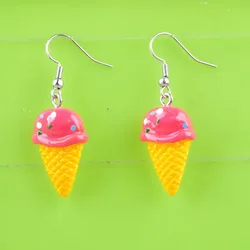 Kawaii Summer Ice Cream Cone Drop Earrings DIY Fashion Resin Yummy Treat Jewelry for Women Boutique Bijoux Accessory