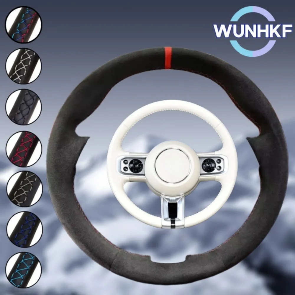 

Custom Black Car Steering Wheel Braid Cover For Wuling Yep Plus 2023 2024 2025 2026 Cloud EV O Type Suede Leather Steering Wrap