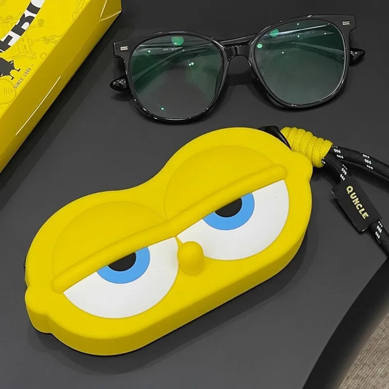 

Мультяшный чехол для очков с большими глазами, милая силиконовая сумка для хранения, наушники, ключи, сумка на молнии, детский органайзер для путешествий, рюкзак с подвеской, подарок