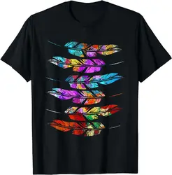 Indigenous Heritage Colorful Feathers Indian Native American T-Shirt Best Selling Four Seasons Man Indianer Motorcycle TShirt