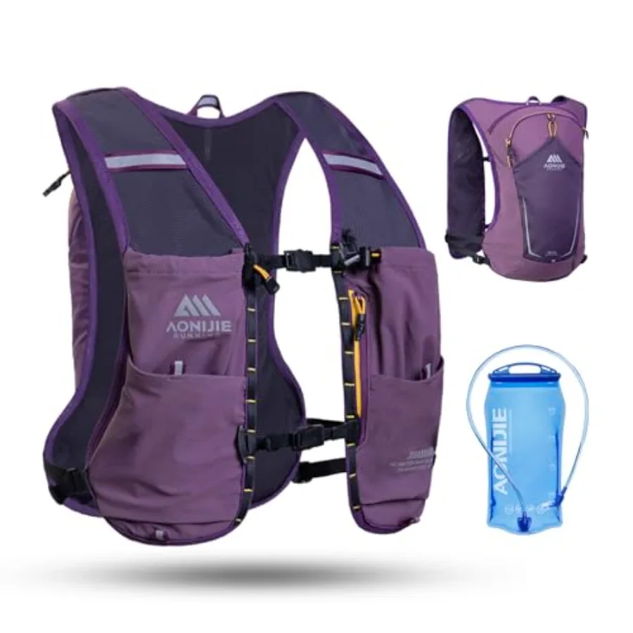 

Гидратационный жилет для бега (8 л) для мужчин и женщин, рюкзак с несколькими карманами для бутылок/гидраторов, легкий, модель B