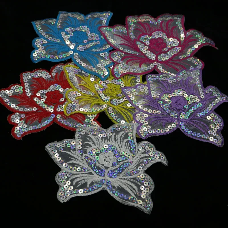 1pc Fashion iron on sequins flowers patches for clothing embroidery ironing appliques parche DIY handmade clothes accessories