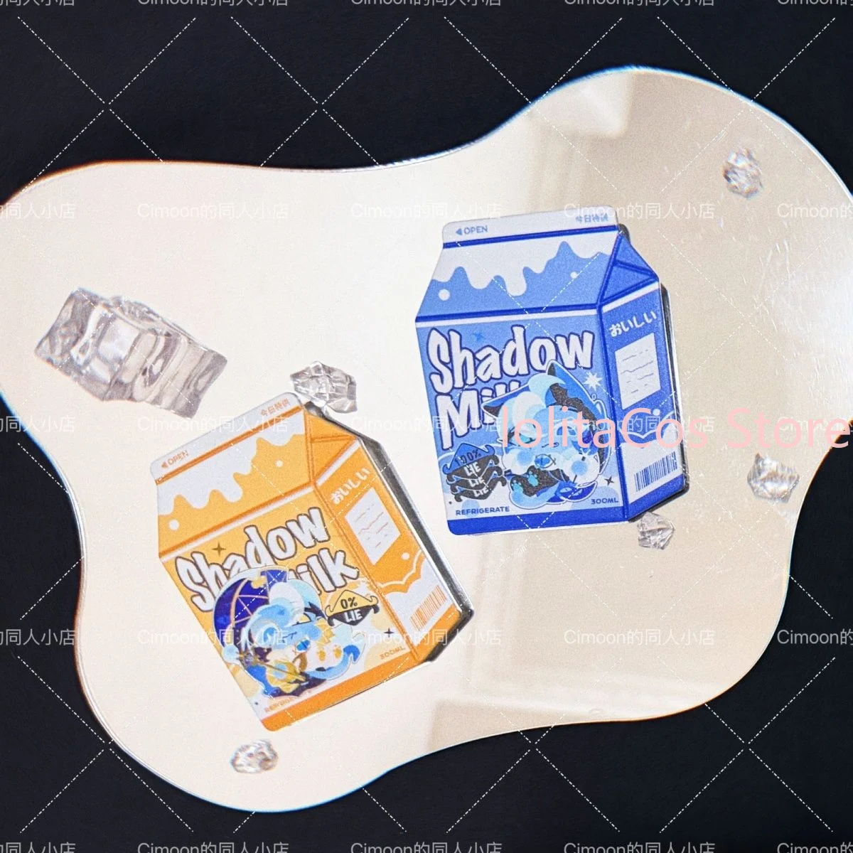 Cookie Run: Kingdom Shadow Milk Cookie Kawaii Anime Milk Can Tin Badge Cartoon Brooch Backpack Decor Birthday Gift Cosplay