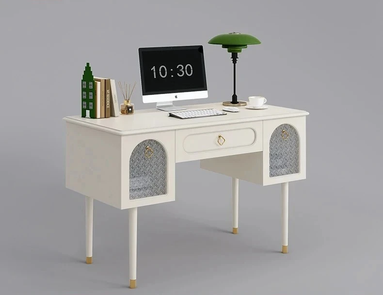 A  French cream style desk light luxury modern learning simple living room desk high sense