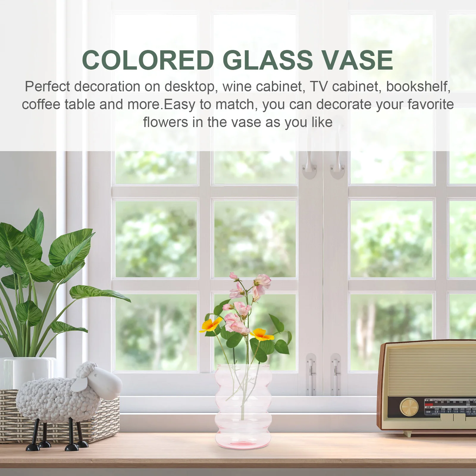 

Glass Flower Vase Transparent Creative Hydroponic Holder Small Bouquet Decoration Living Room Green Plant Pot