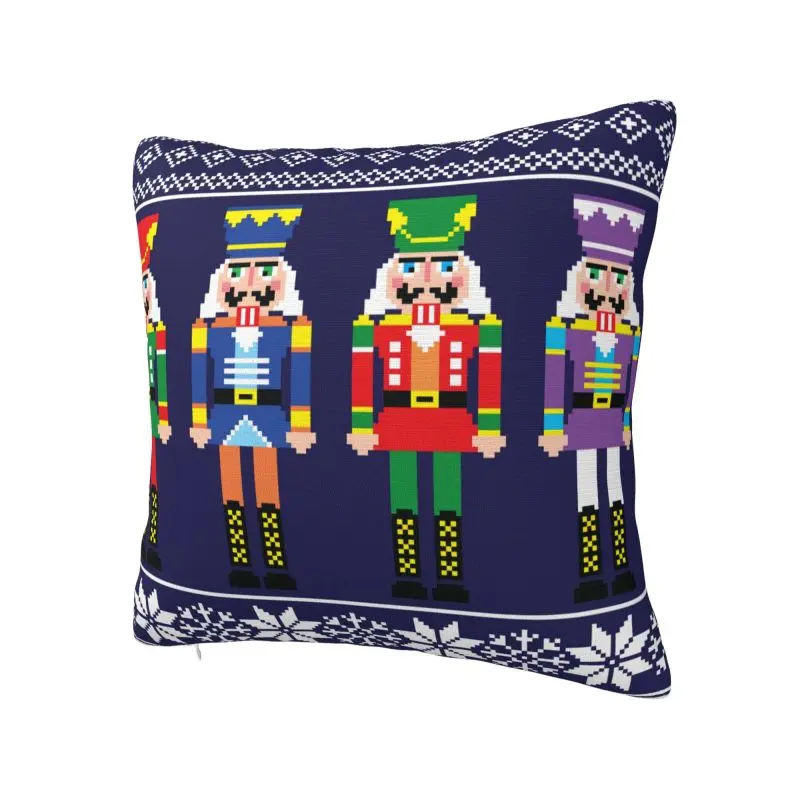 Luxury Nutcracker Cushion Cover for Sofa Soft Christmas Nutcrackers Toy Soldier Throw Pillow Case Bedroom Decoration