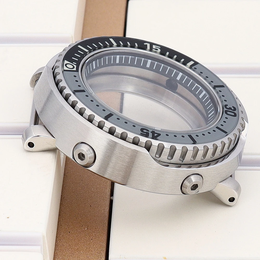 10ATM Taucher 43mm Uhrengehäuse Wasserdicht Saphirglas Für NH35 NH36 NH34/38 Uhrwerk Modifiziertes Tuna Canned Gehäuse C3 Glas Lünette – Detail 6