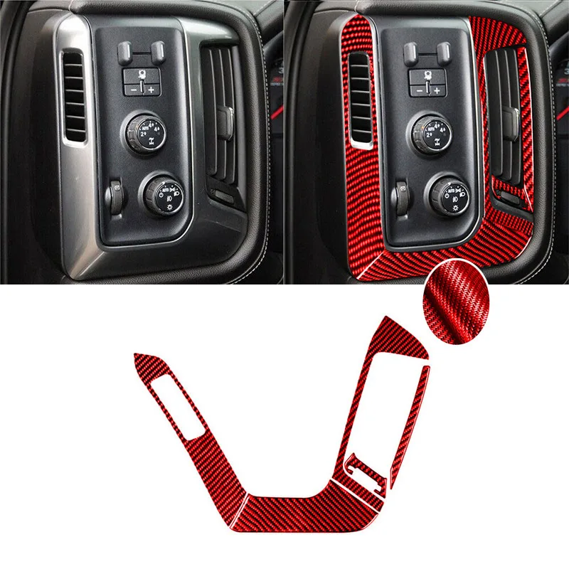 For Chevrolet Silverado 1500/GMC Sierra 1500 2014-2018 Carbon Fiber Stickers Driver Side Air Vent Car Interior Accessories