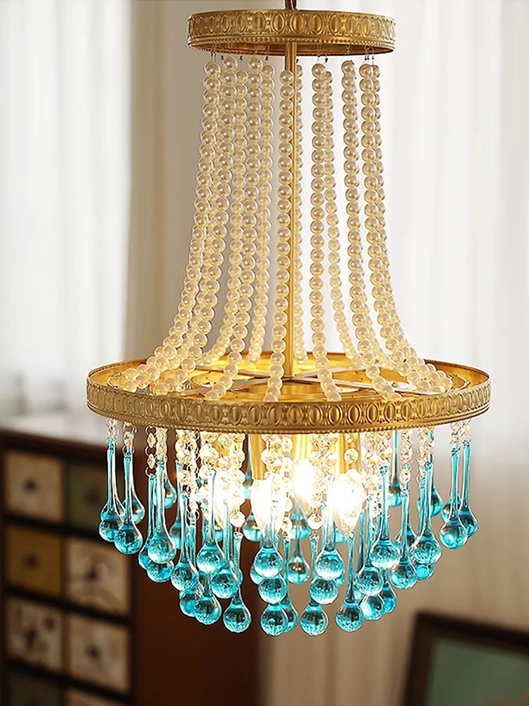 Drop Glass Vintage Ceiling Chandeliers Artistic Home LED American Traditional Lighting Fixture Hanging Lamps Dining Room Decor