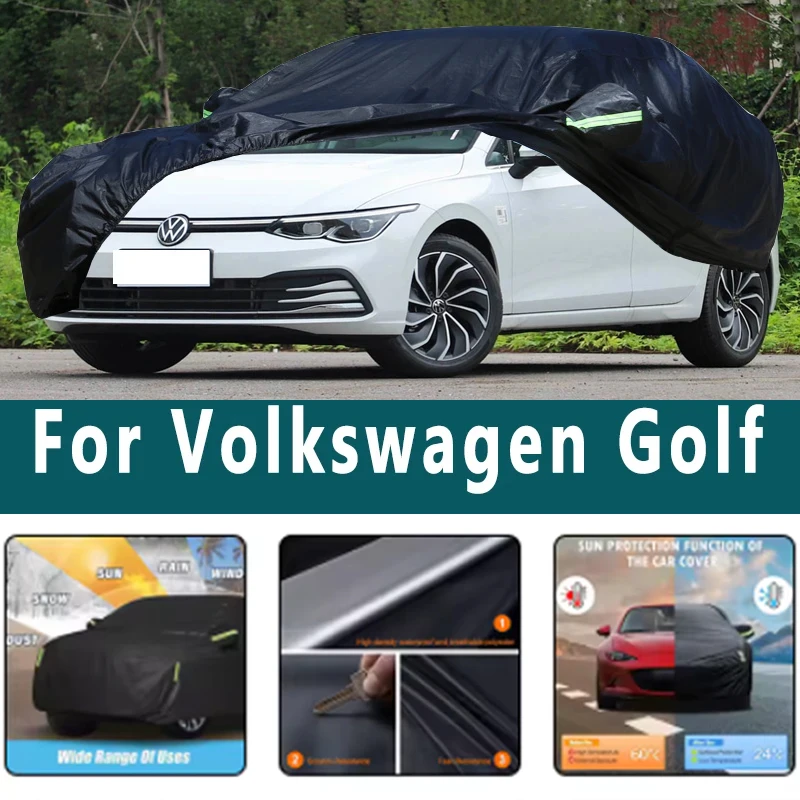 

For Volkswagen Golf Full Car Covers Outdoor Uv Sun Protection Dust Rain Snow Protective Anti-hail Car Cover Auto Black Cover