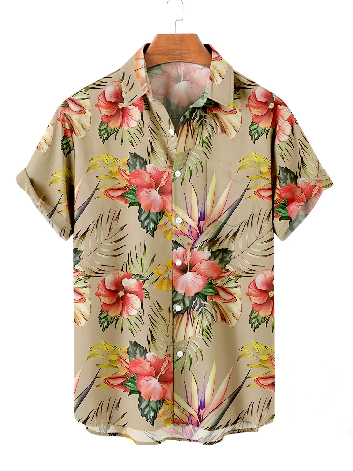 

Men's Shirt Tropical Plants Pattern 3D Print Tops Summer Casual Holiday Shirt New Button Lapel Short Sleeves Shirts for Men