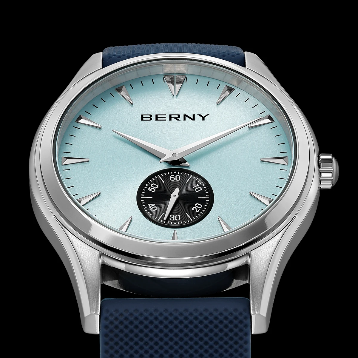 BERNY Quartz Watch for Men Silicone Casual Wristwatch 5ATM Waterproof Men Wristwatches Fashion Versatile Quartz Watches for Men