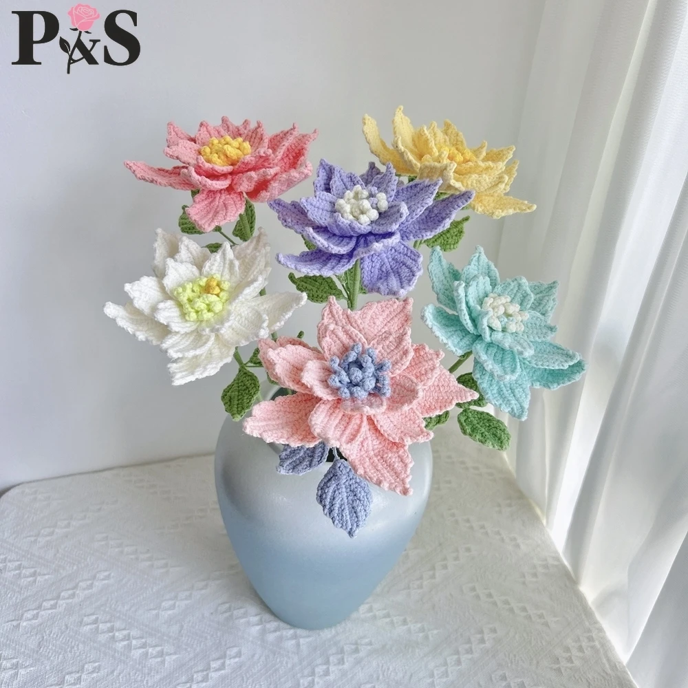 

1 шт. вязаный крючком цветок ручной работы ежемесячная роза Роскошные высококачественные искусственные цветы вечерние домашние свадебные украшения готовые вязаные