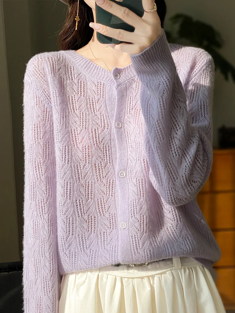 Autumn Winter Women Cable Stitch Cashmere Sweater 100% Merino Wool Knitted Button-Up Cardigan Temperament Fashion Coat 2024 New