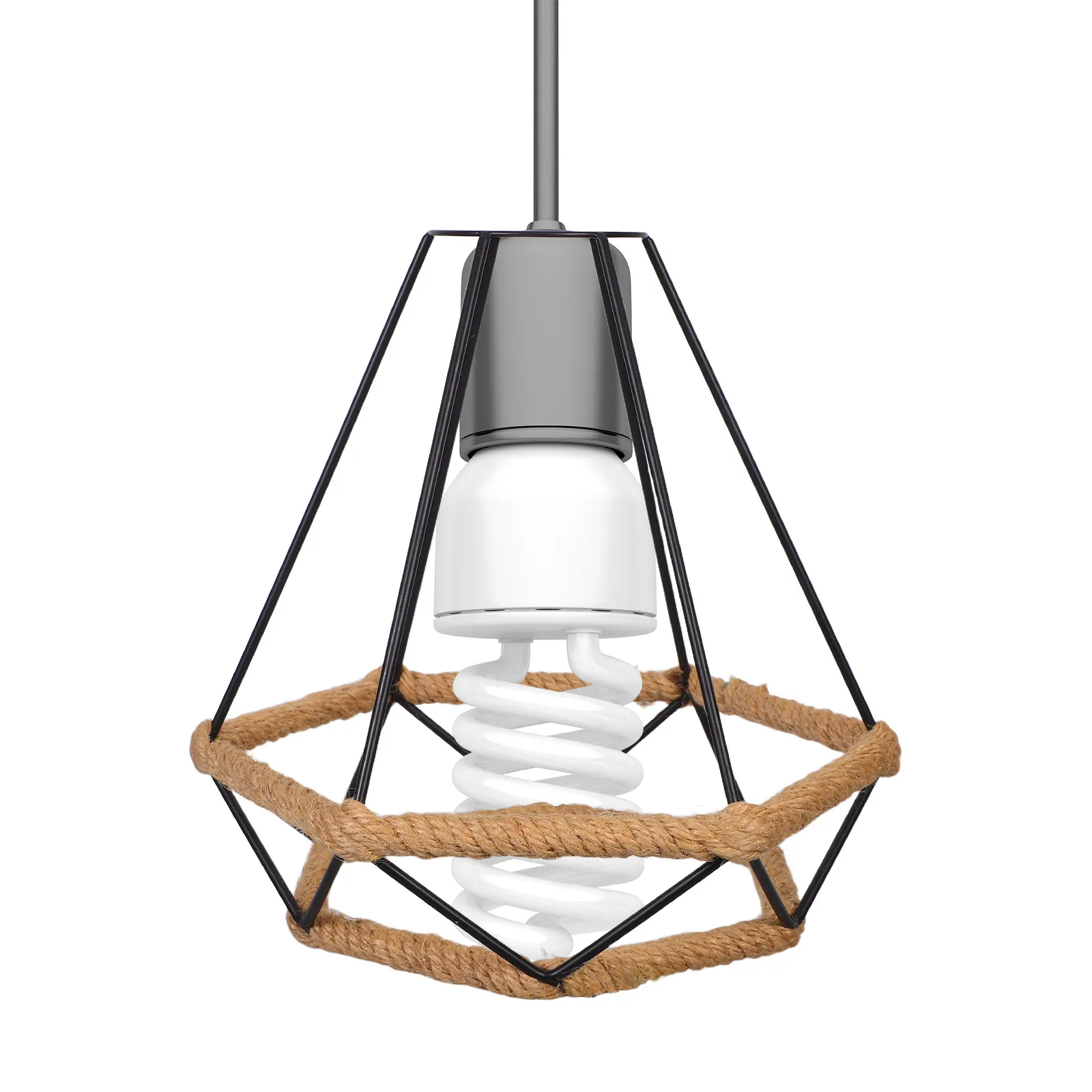 

Handwoven Rope Iron Pendant Lampshade E27 Ceiling Light Fixture for Hallway Bedroom Dining Room Decorative Wrought Iron