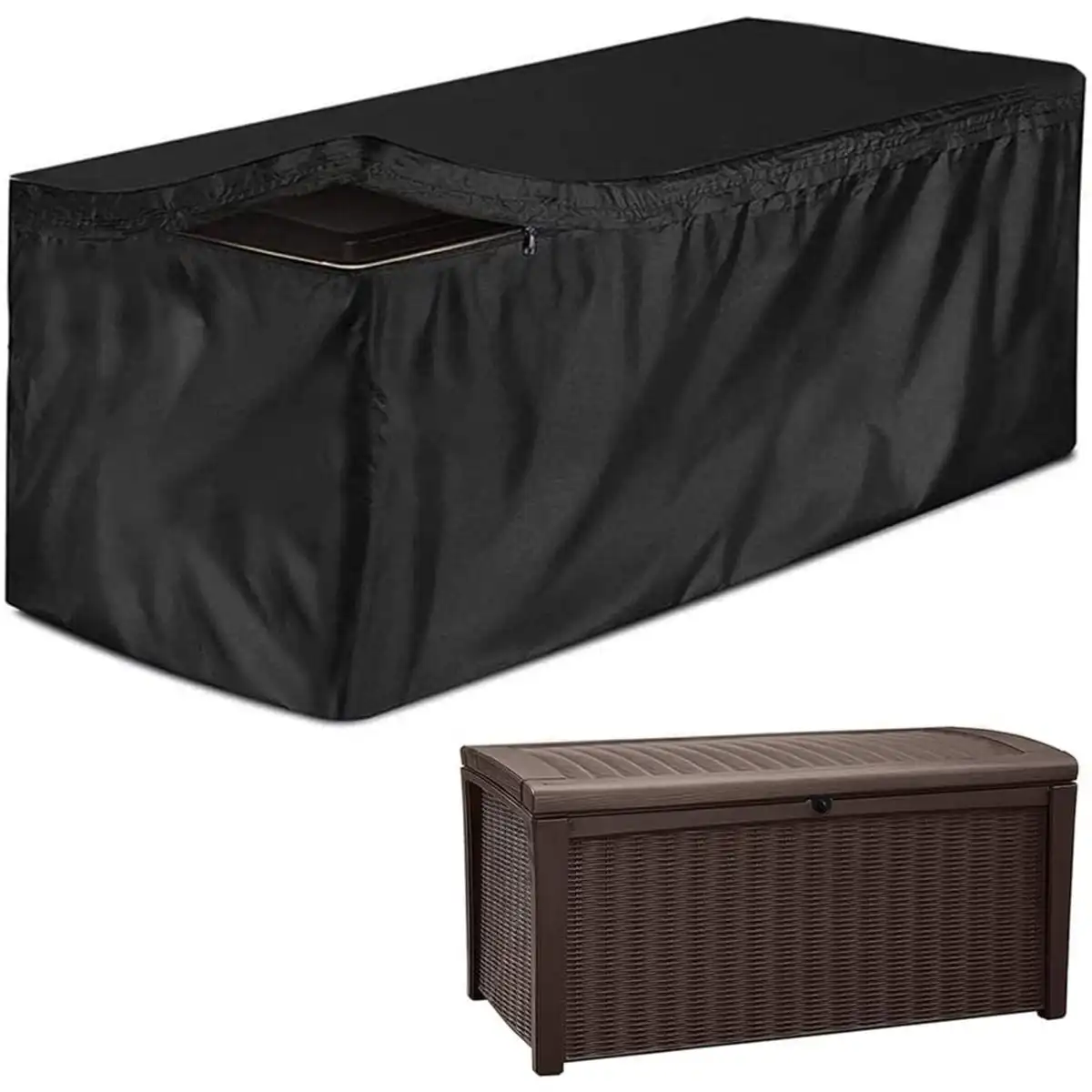 Multi Size Outdoor Storage Box Cover, Heavy-Duty Waterproof Anti-UV Garden Deck Box Protector, Dustproof Storage Chest Cover wit