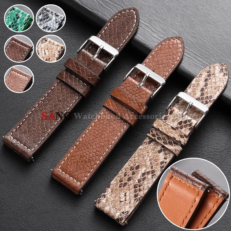 Bracelet de montre en cuir à motif serpent 20/22 mm, vintage, à libération rapide, pour Seiko, pour Omega, bracelet de montre souple, accessoires