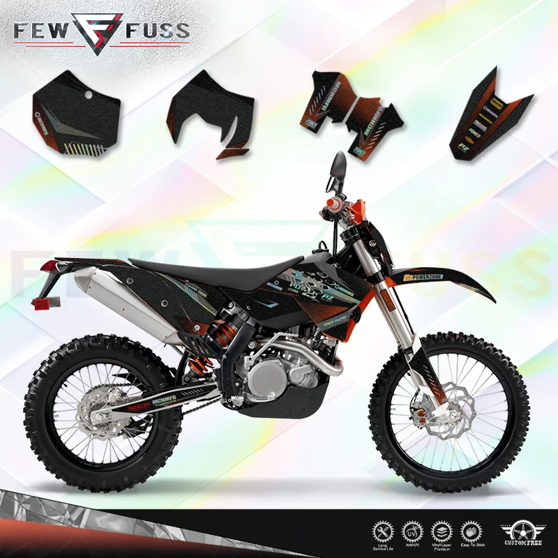 Fewfuss Holographic Chrome Racing Stickers Kit for KTM SXF 2007 2008 2009 2010 EXC 2008 2009 2010 2011 Offroad Bike Decals