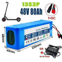 New 48V 60Ah-100Ah 1000W Power 13S3P DC/T Lithium Ion Rechargeable Battery Pack Suitable for 48V motors with BMS+54.6V Charger