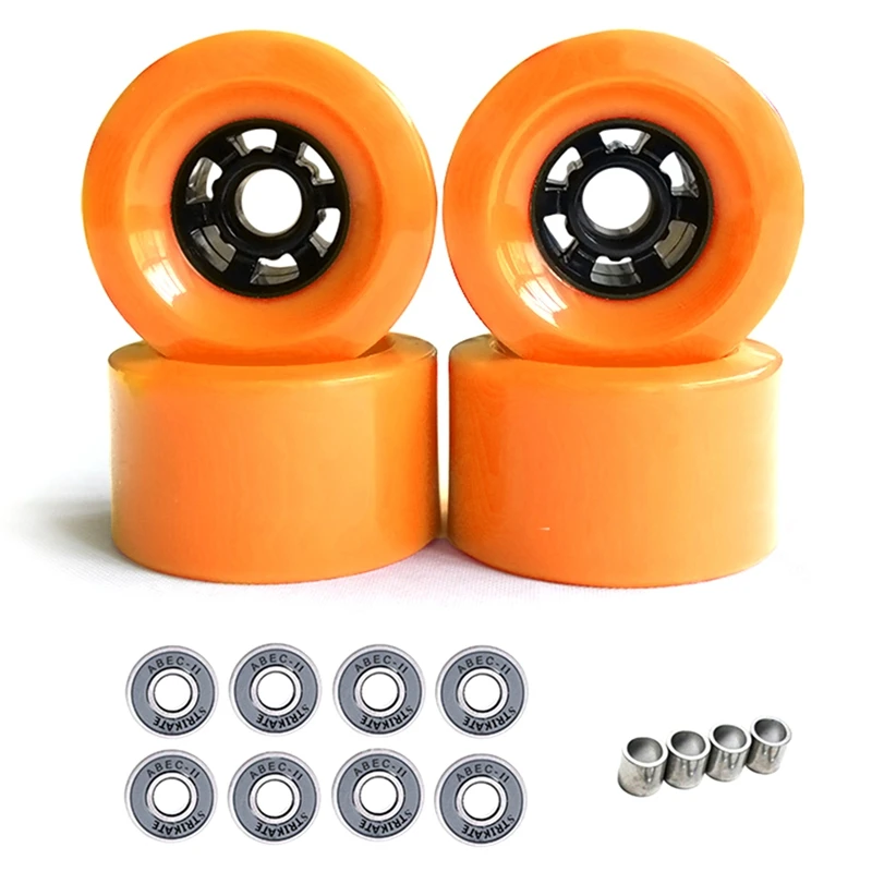 STRIKATE 4Pcs 90mm x 52mm Pro 78A Longboard Cruiser Wheels Flywheels Big Soft Longboard Skateboard Wheels,Orange