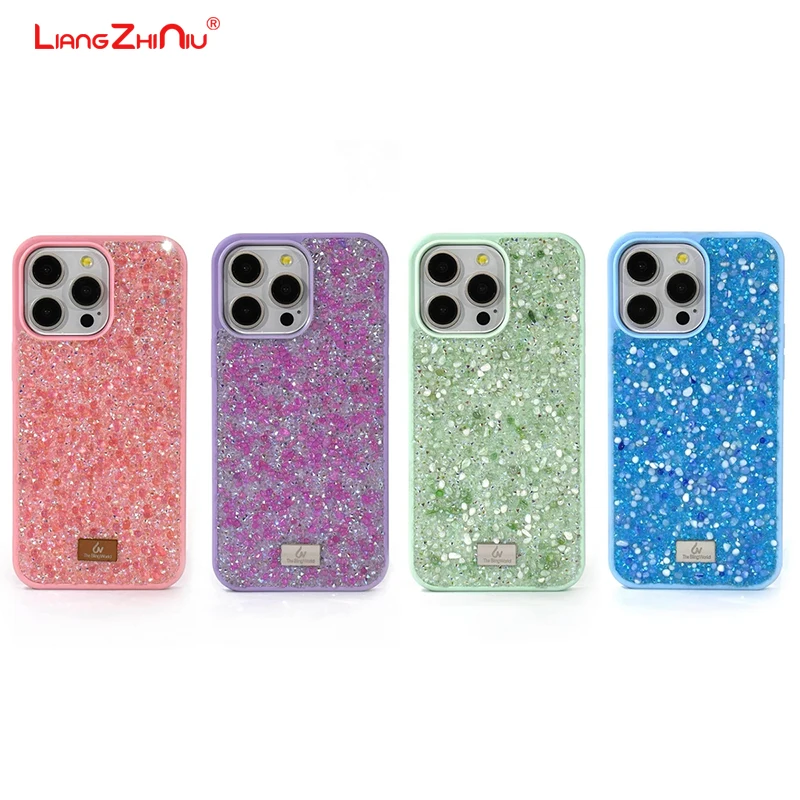 Crystal Diamond Case For Apple Iphone 16 15 Pro Max 14plus 13pro 12 Pebble Rhinestone Stone Fashion Girls Full Cover Phone Case