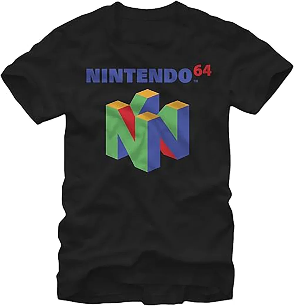 JRJZ, camiseta de verano para hombre, nueva moda estampada con logotipo N64 de Nintendo para hombre, Camiseta informal de manga corta de algodón puro para hombre # 913113