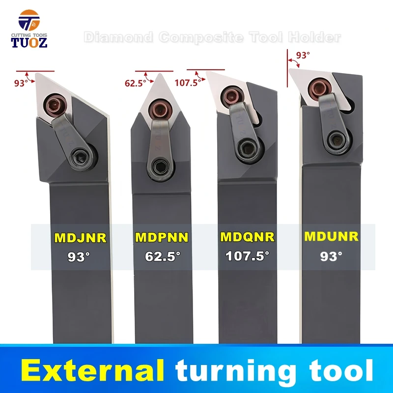 

TUOZ Compound External Turning Tool | MDJNR/L Series | Fits DNMG1104/1504 Carbide Inserts