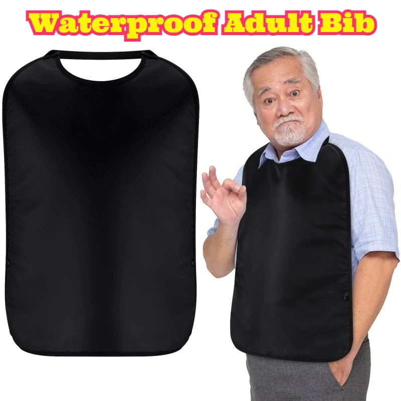 Adult Waterproof Single Layer Bib Elastic Neck Food Catcher Crumb Collector Apron Elderly Disabled Adult Lightweight Comfortable