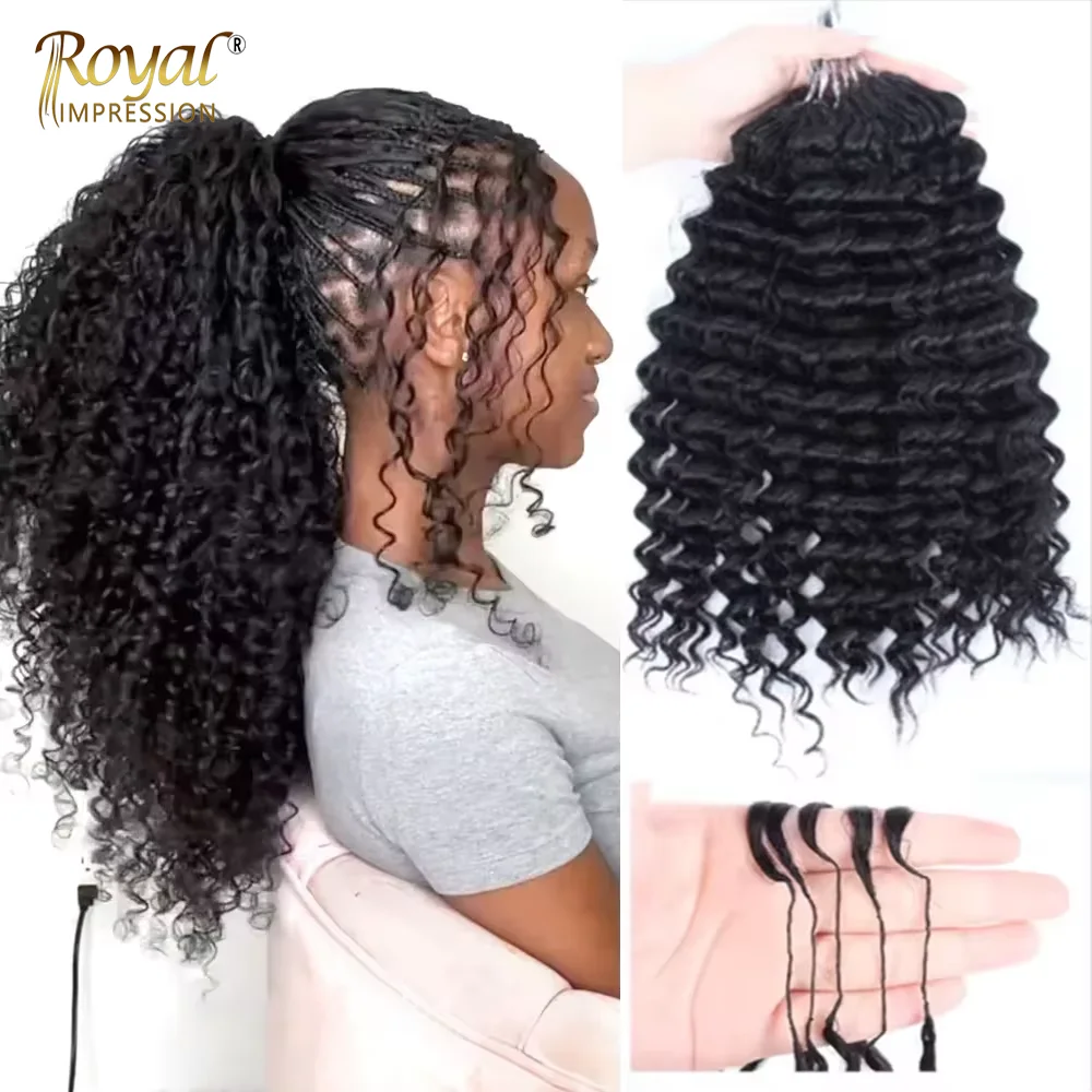 Pre-divided Bulk Hair for Braiding Deep Wave Crochet Human Hair Knotless Miracle Knots Hair Extensions Boho Braids Invisible