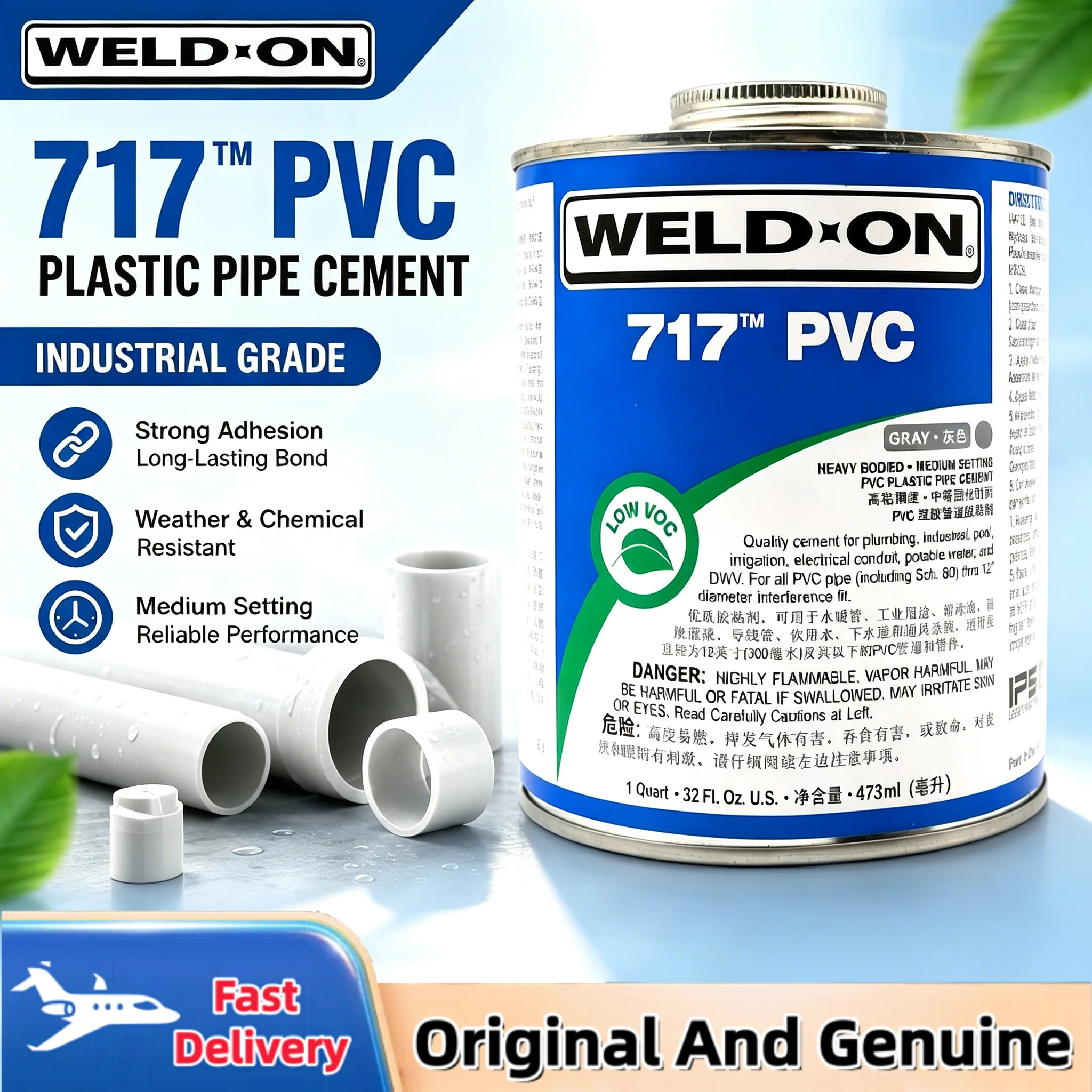 Weld on 717 PVC Adhesive Import Special Transparent Pipe Glue for Water UPVC Pipes USA Based