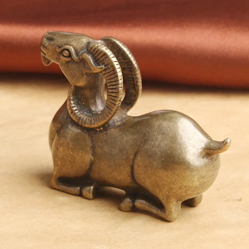 

Brass Goat nament Copper Ink St Calligraphy Brush Pen Rest Holder Chinese Rack Writing Desk Retro Art Craftsmanship Gift
