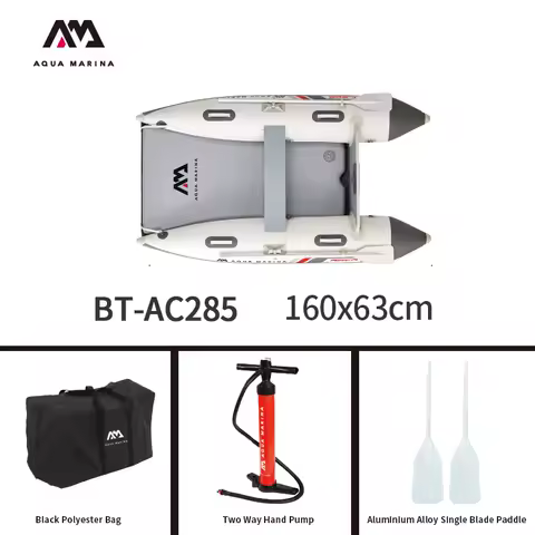 AQUA MARINA AIRCAT Inflatable Yacht Wide Deck Lightweight 4-5 Persons PVC Speedboat Rubber Canoe Sports Fishing Boat With Oar