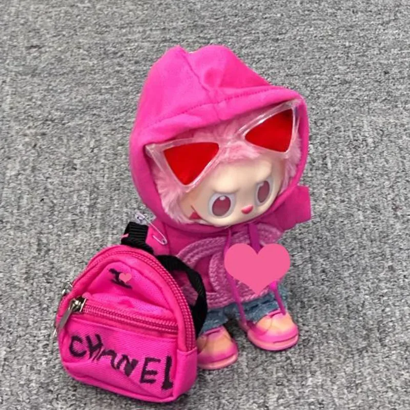 

Only Clothes for Labubu Doll Dragonfruit Jacket Suit with Glasses Shoes and Backpack Doll Outfit Handmade Fashion Doll Clothes