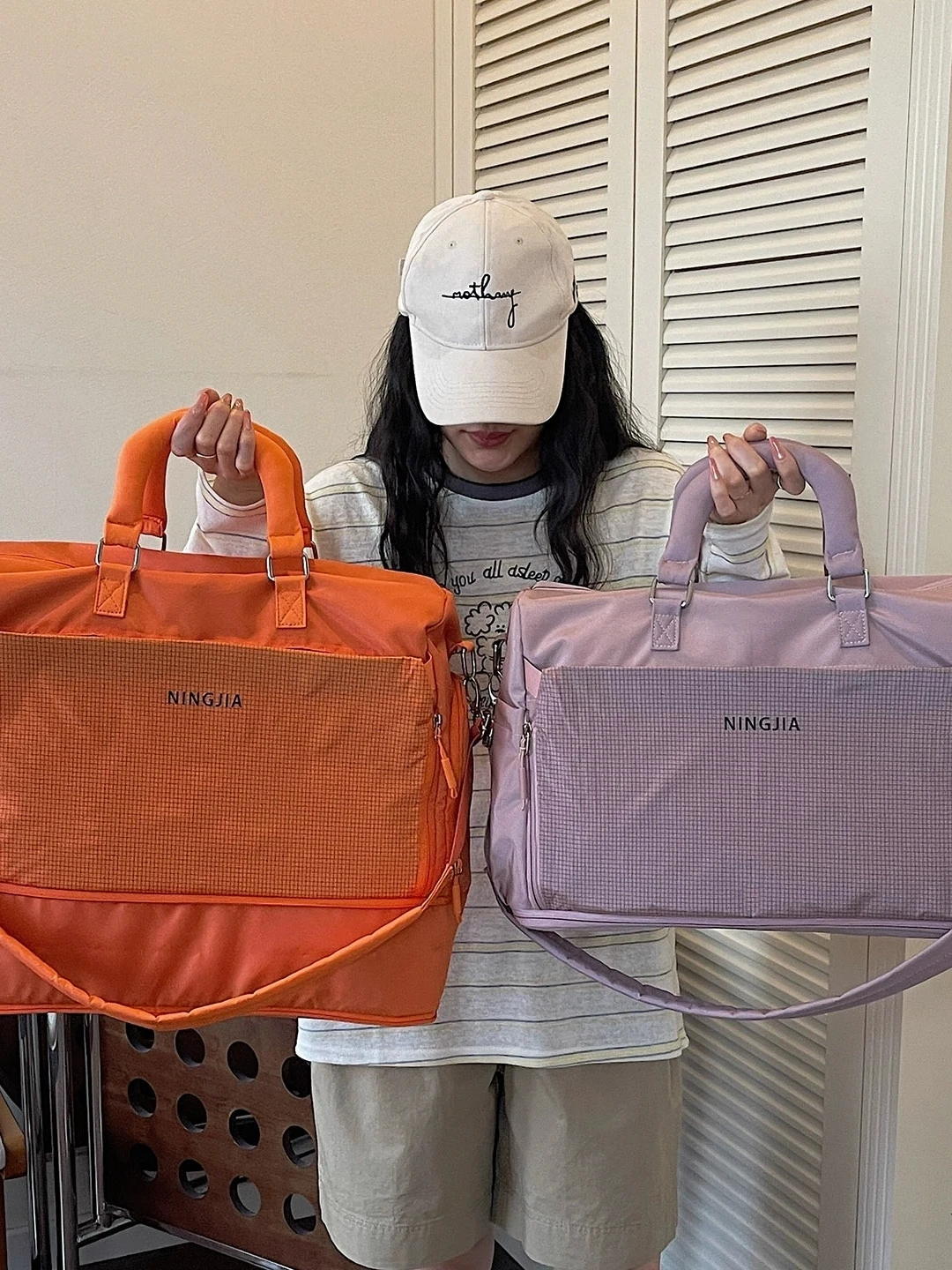 new-women's-short-trip-travel-bag-large-capacity-handheld-lightweight-waterproof-fitness-bag-sport-gym-bag-storage-bag