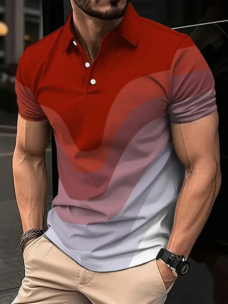 Fashion 3d Print Men\'s Polo Shirt Summer Print Short Sleeve Golf Wear Casual Buttons Pullover T-Shirts Male Business Clothing