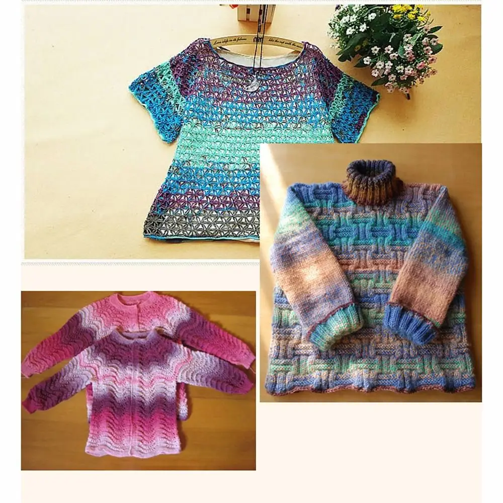 Thick Acrylic Wool Yarn Segment Dyed Mixed Color Knitting Crochet Thread Crochet Knitting Sweater