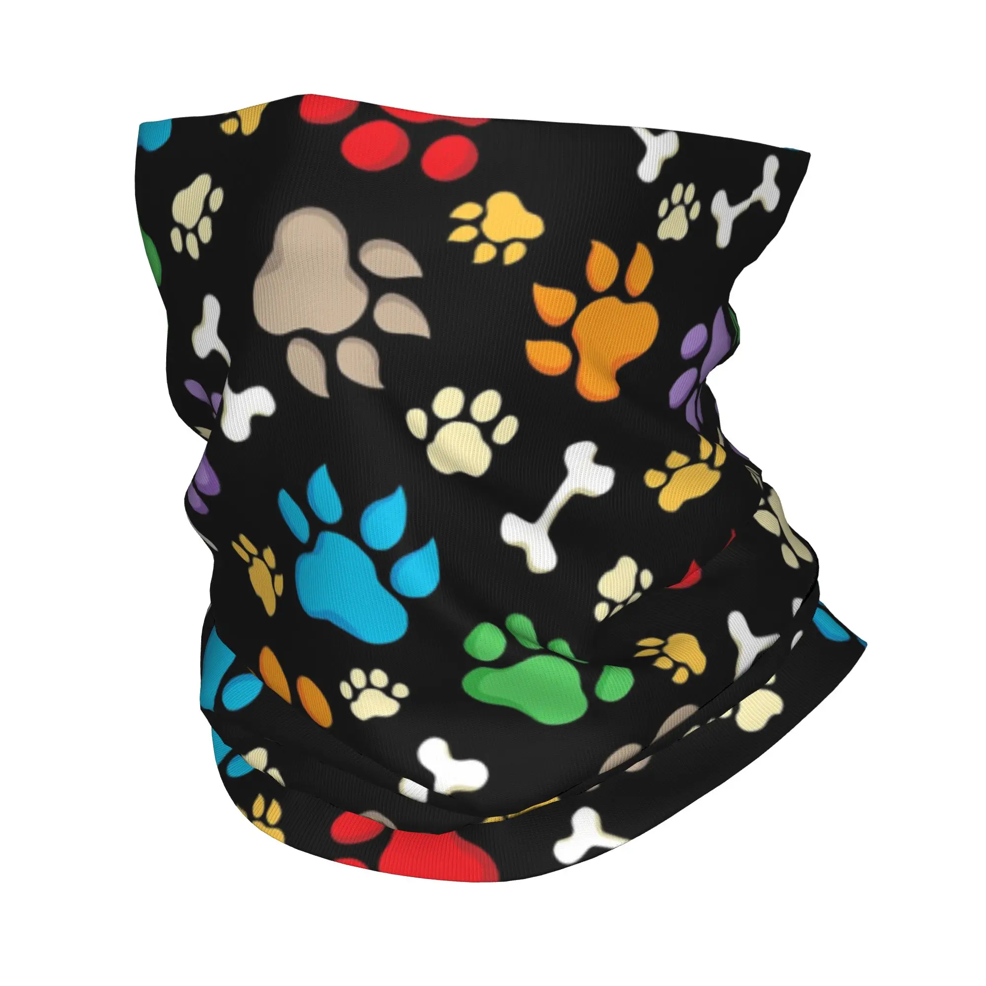 

Красочная бандана с принтом собачьих лап и костей, шарф для лица с принтом, теплая балаклава для занятий спортом на открытом воздухе для мужчин, женщин и взрослых