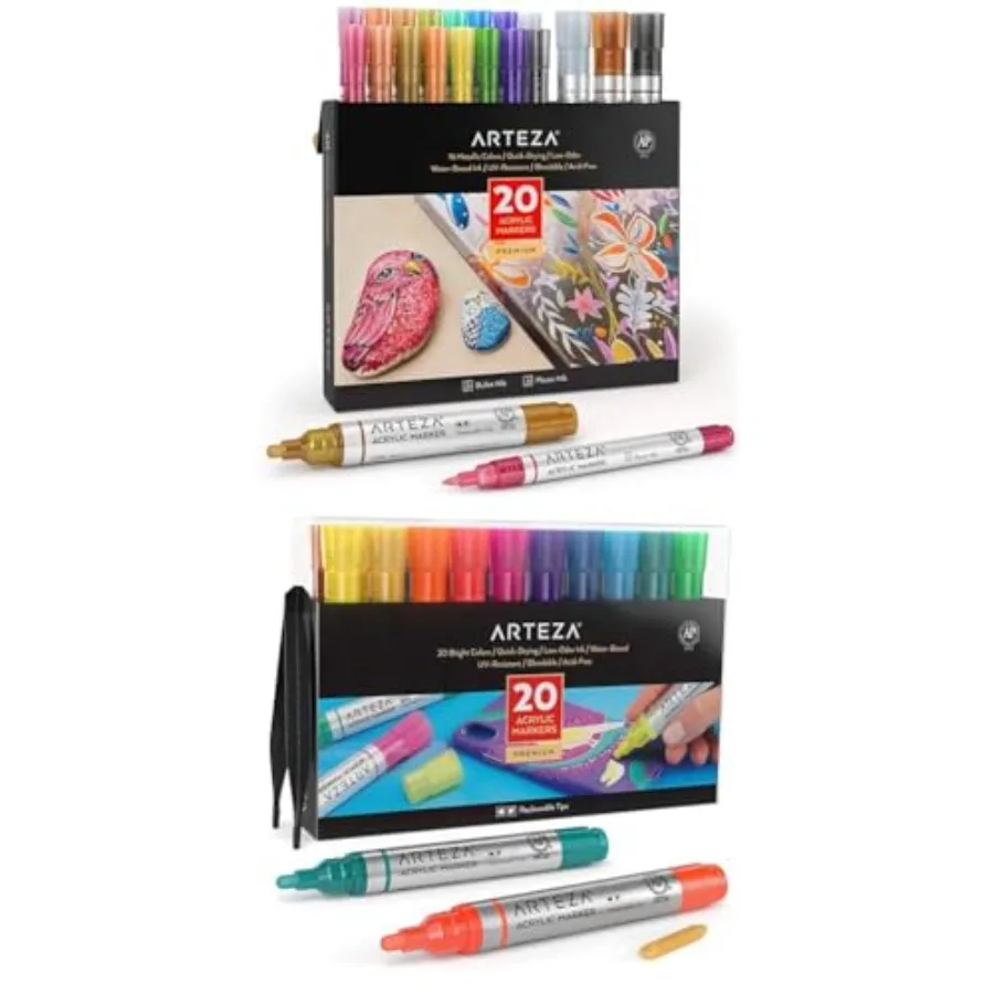 

Metallic Acrylic Paint Markers Set of 20 and Acrylic Paint Markers Set of 20 Acrylic Paint Pens in Assorted Colors
