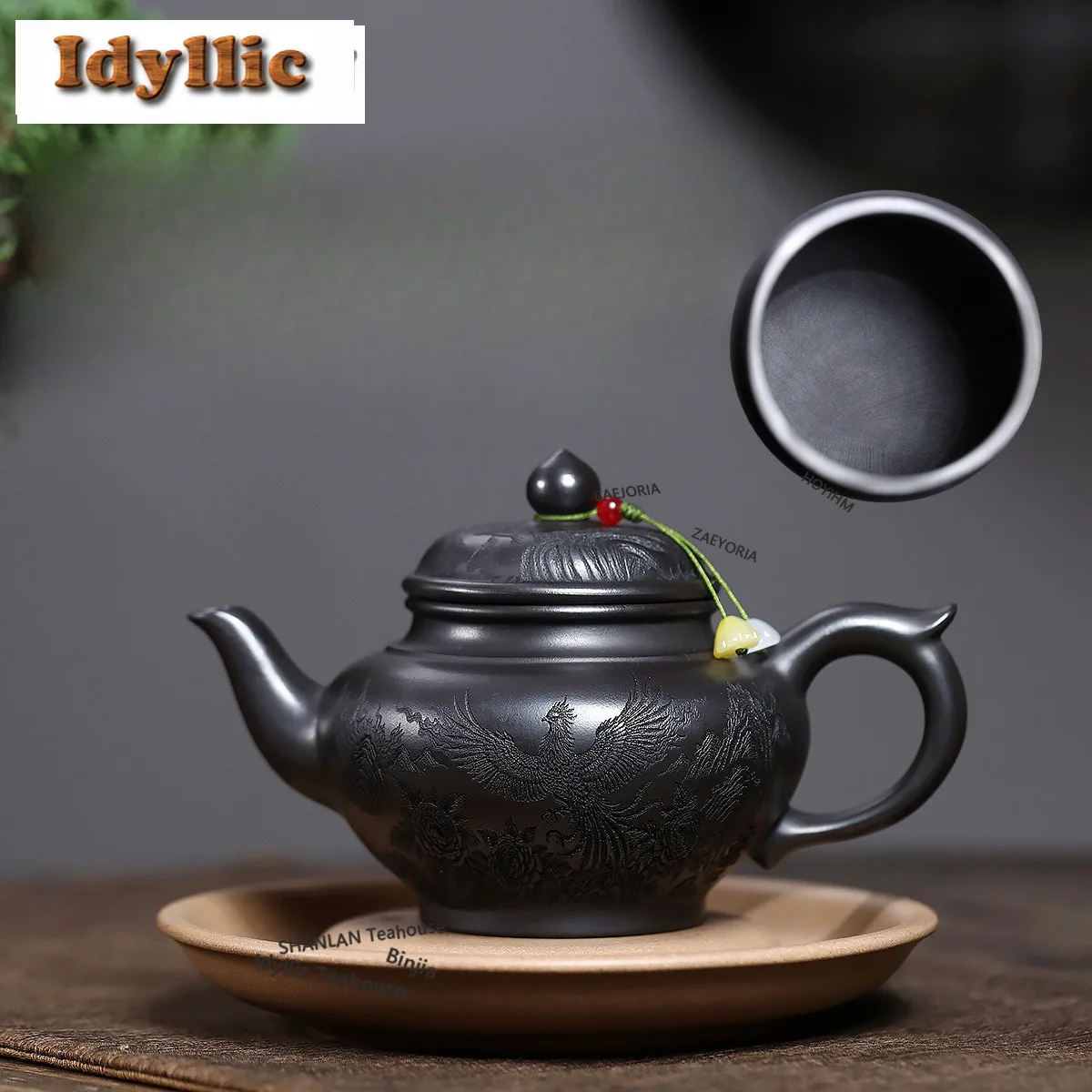 HOYIHM 330ml Authentic Yixing Purple Clay Teapots Handmade Phoenix Laughing Sakura Pot Raw Ore Stone Yellow Mud Kettle Zisha Tea