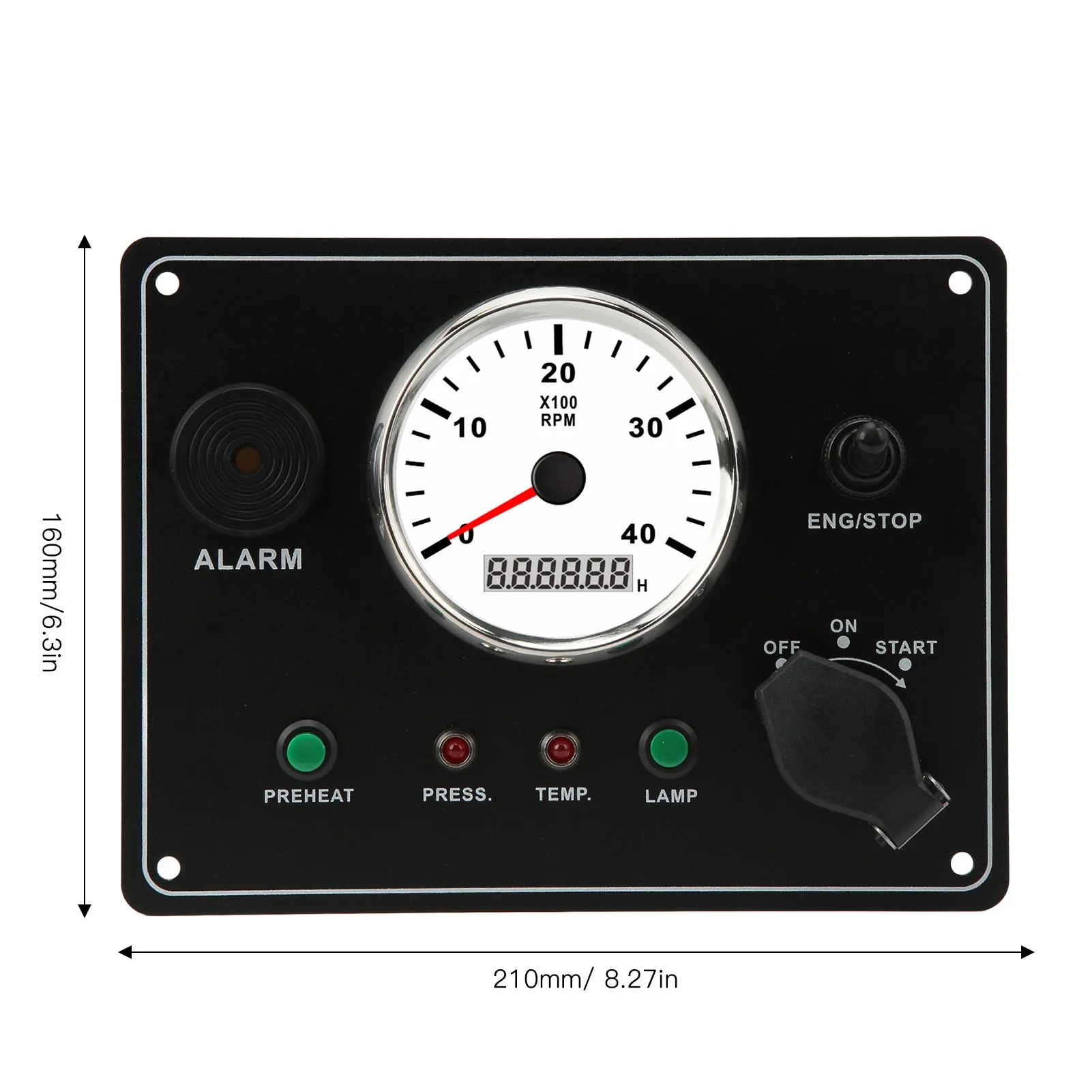 12V/24V Metercluster Voor Olie, Temperatuur En Spanning – Roestvrij Staal, IP67, Geschikt Voor Motoren, Boten, Bouwmachines