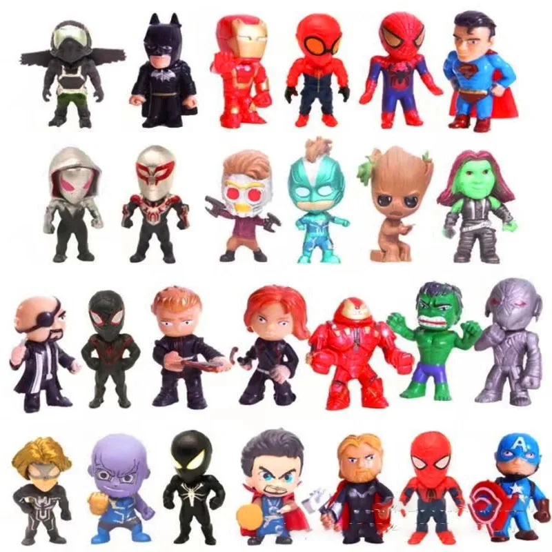 26Pcs/Set Marvel Avengers Figure Hulk Thor Spider Man venom Captain Decoration Collection Figu Toys for kids Xmas Gift