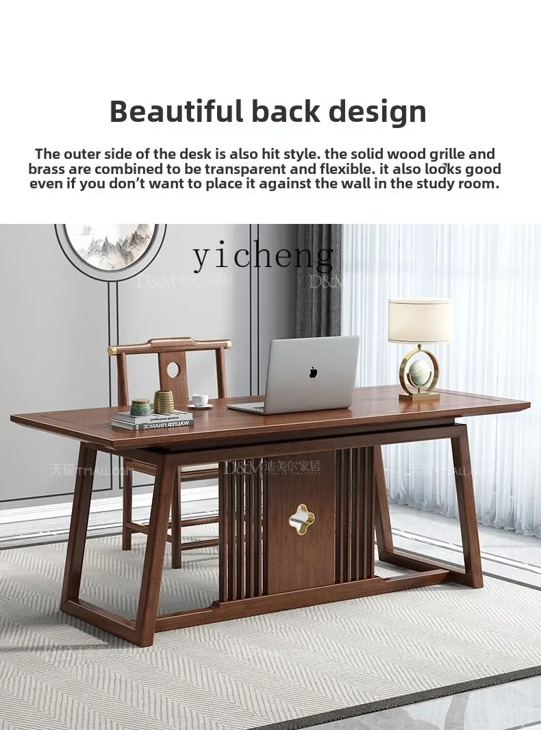 F1 New Chinese Solid Wood Desk Calligraphy Table Walnut Desk Modern Calligraphy and Painting Table