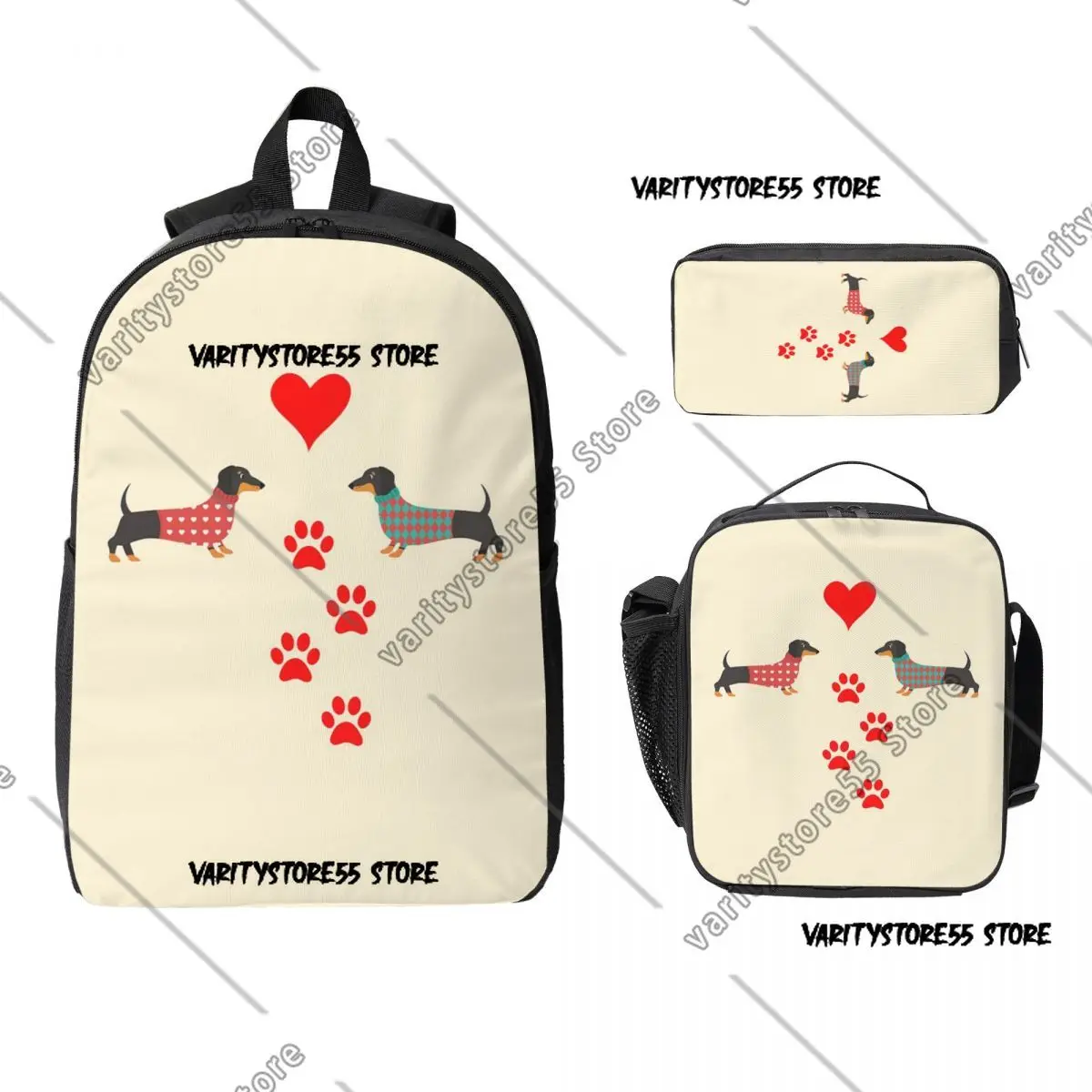 

Dachshund Dogs Backpack Student Boys Girls BookBag School Bag Computer Shoulder Bags 3ps Insulated Lunch Bag Pencil Case