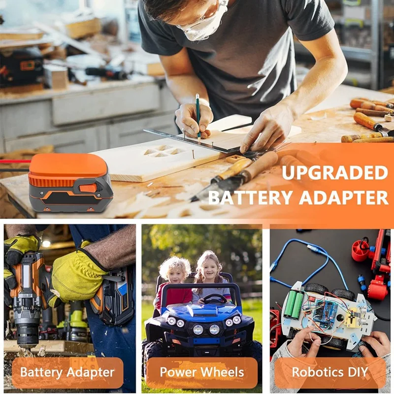 Adaptador de ruedas eléctricas para Ridgid AEG, conector de alimentación de base de batería Hyper de 18V para bricolaje, coche de juguete Rc, camión, fácil instalación, 2 uds.