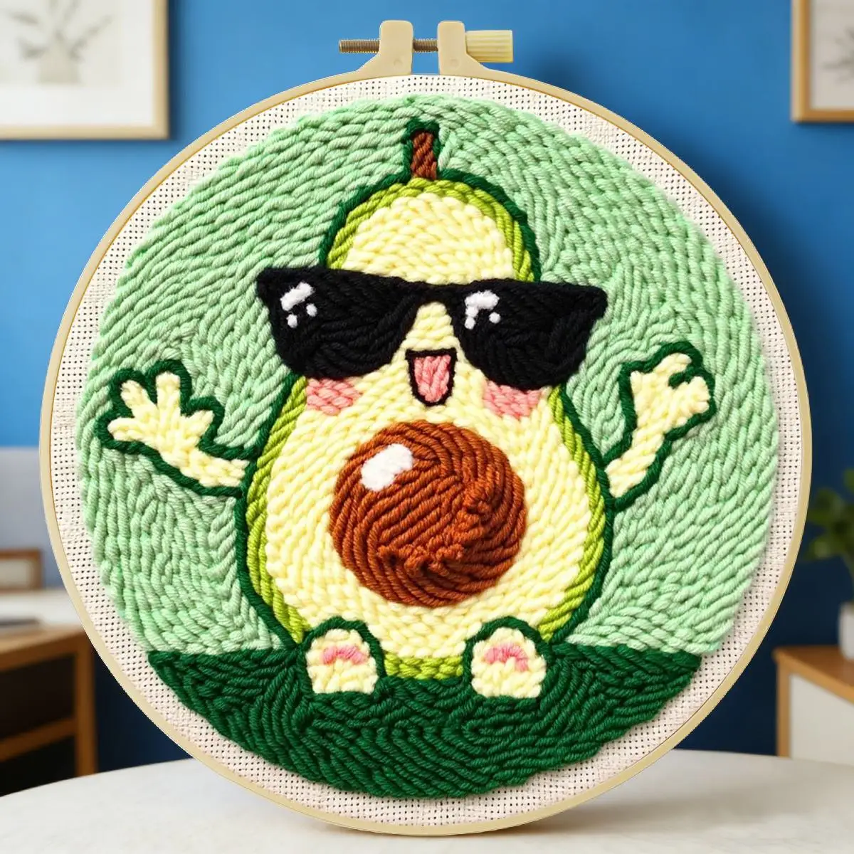 20X20CM/7,87 Zoll Obst - Avocado Punch-Nadel-Stickerei-Set, Stickerei-Kit, Gestrickte Stickerei, DIY Handgemachtes Geschenk – Detail 6